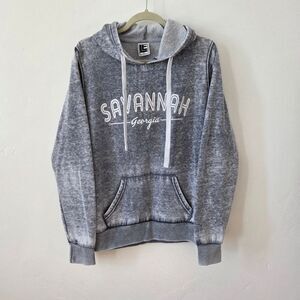 Liquid Energy Apparel Savannah Georgia Hoodie Acid Wash Super Soft Gray Large